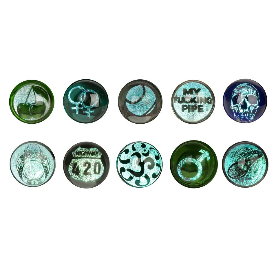 Red Eye Glass® | 3.75" Spoon Hand Pipe W/Ash Catcher Mouthpiece & Dichroic Image Marble (Assorted)