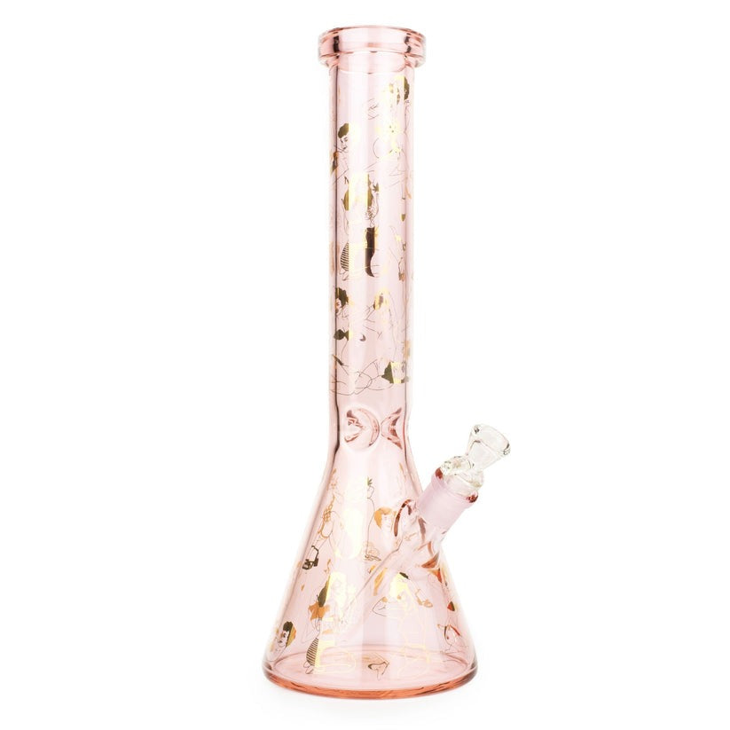 Red Eye Glass® | 15" Tall Pink Pin-up Beaker Tube W/Full Wrap Decal