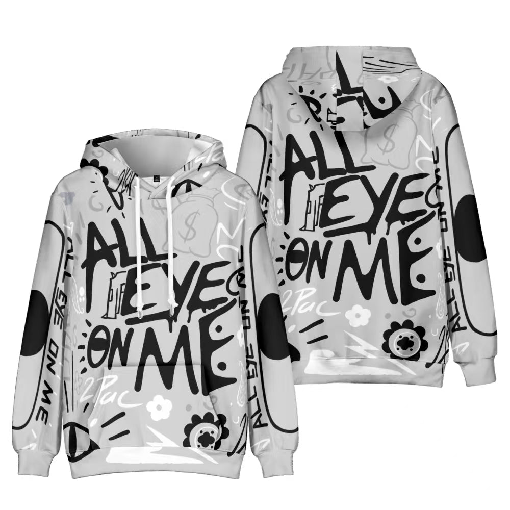“All Eye On Me” Graphic Hoodie - Grey & Black