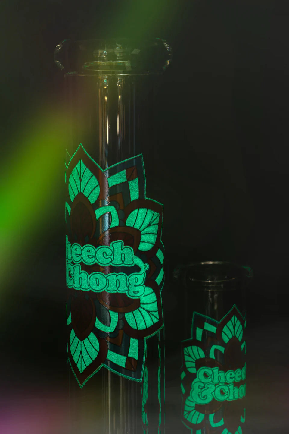 Cheech & Chong® Glass | 10" Mandala Glow in the Dark Beaker (CC174)