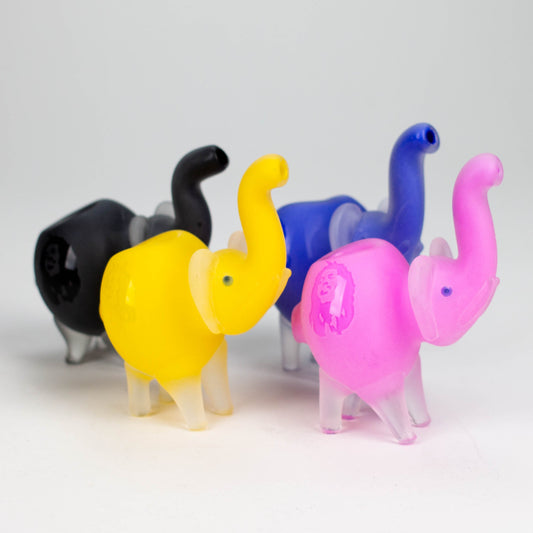 4.25" Elephant Frosted Glass Pipe - Assorted Colors [PIP187]