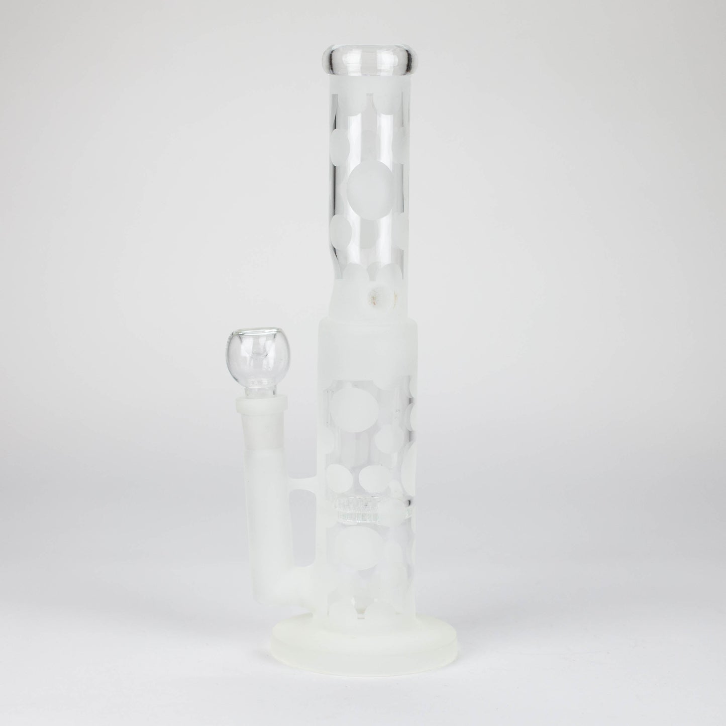 14" Glow in the dark straight tube glass bong with honey comb diffuser