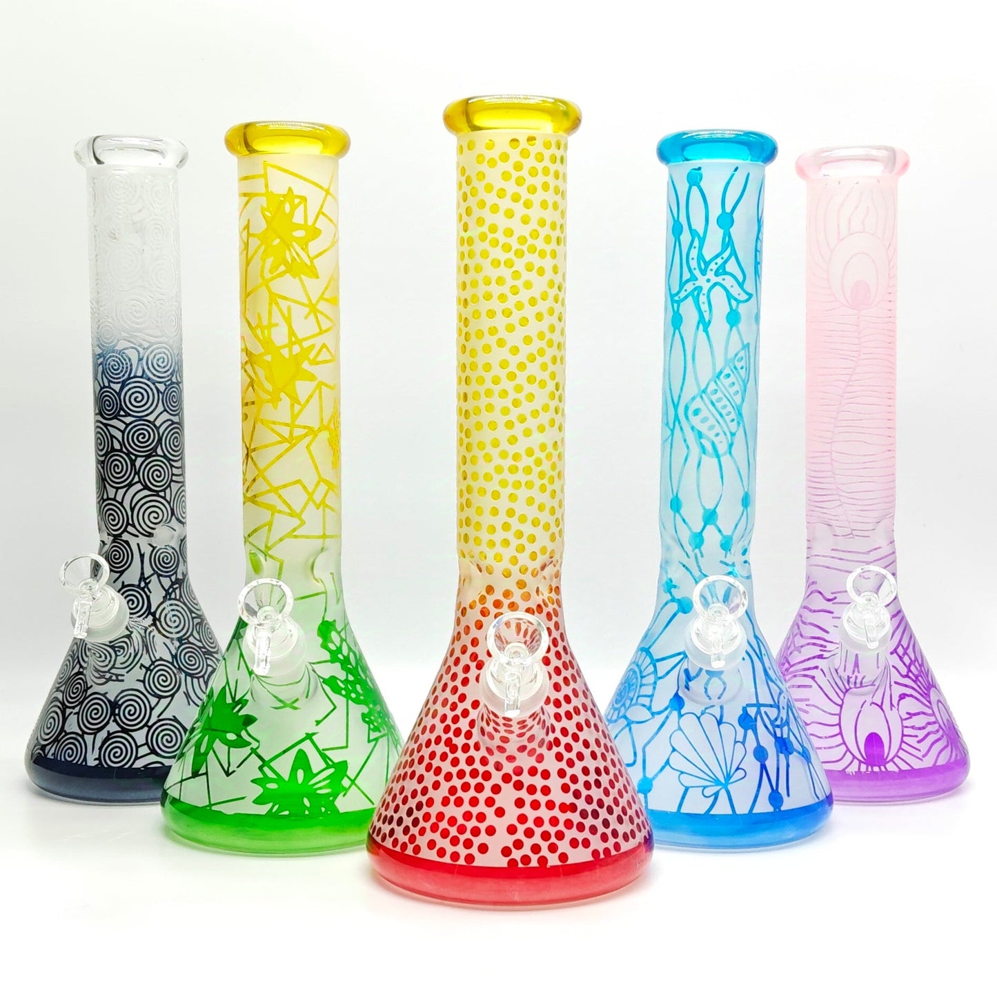 14" 5mm Abstract Design Beaker Glass Bong [LOT0072]