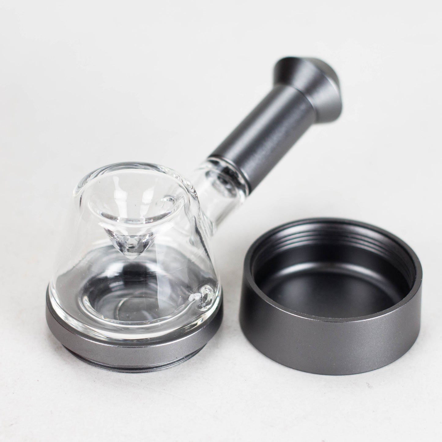 5" Pipe -Aluminum+Glass, Flat Base Black Color [YD2000]
