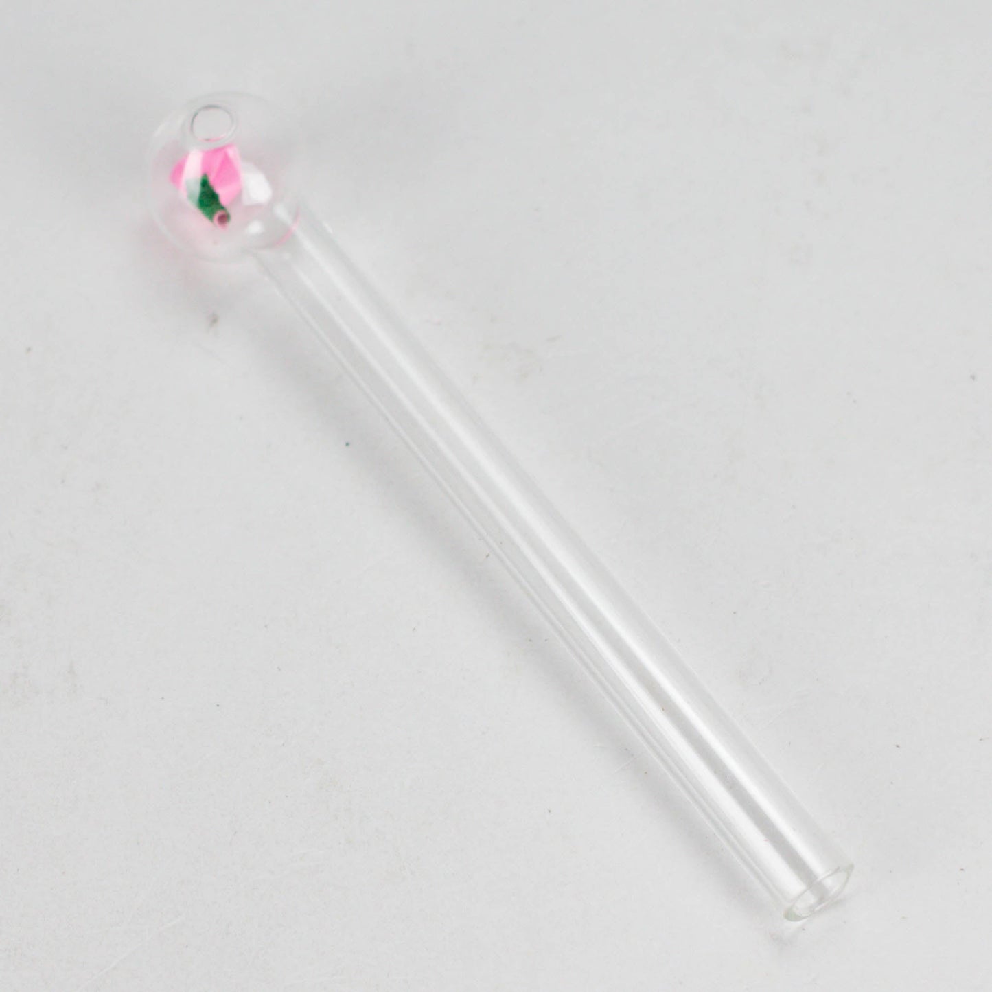 6" Clear Rose Oil Burner Pipe – Durable Glass – 4 Pack