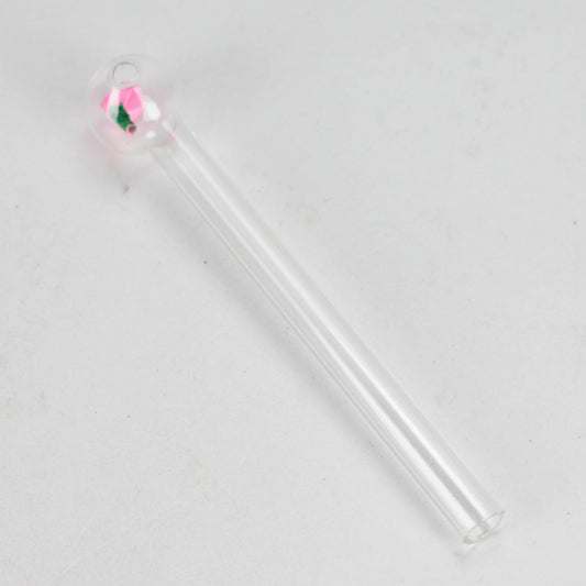 6" Clear Rose Oil Burner Pipe – Durable Glass – 4 Pack