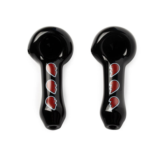 Red Eye Glass® | 3.75" Hearts Spoon Hand Pipe 2 Pack W/Collectible Tin