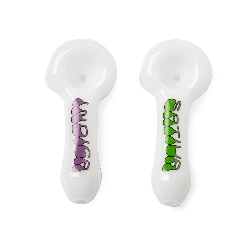 Red Eye Glass® | 3.75" Indica & Sativa Spoon Hand Pipe 2 Pack W/Collectible Tin