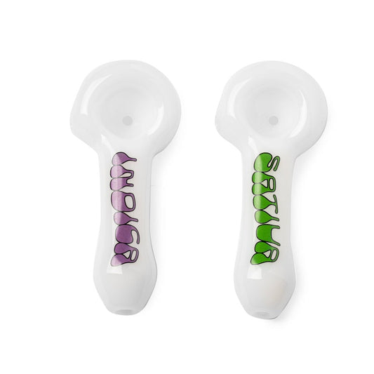 Red Eye Glass® | 3.75" Indica & Sativa Spoon Hand Pipe 2 Pack W/Collectible Tin