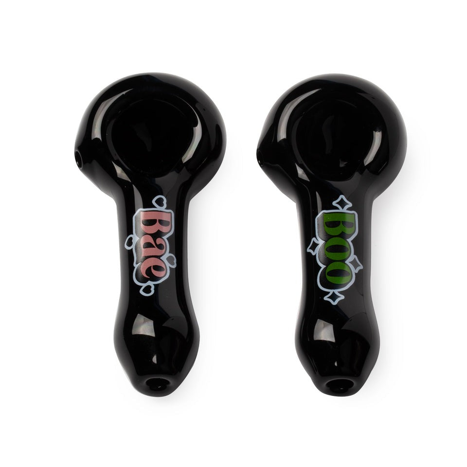 Red Eye Glass® | 3.75" Boo & Bae Spoon Hand Pipe 2 Pack W/Collectible Tin