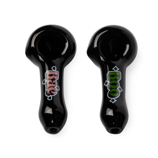 Red Eye Glass® | 3.75" Boo & Bae Spoon Hand Pipe 2 Pack W/Collectible Tin