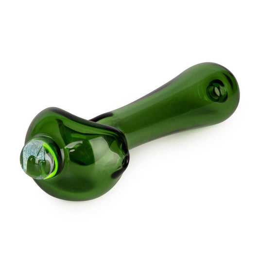 Red Eye Glass® | 4.5" Spoon Hand Pipe W/Ash Catcher Mouthpiece & Dichroic Image Marble (Assorted)