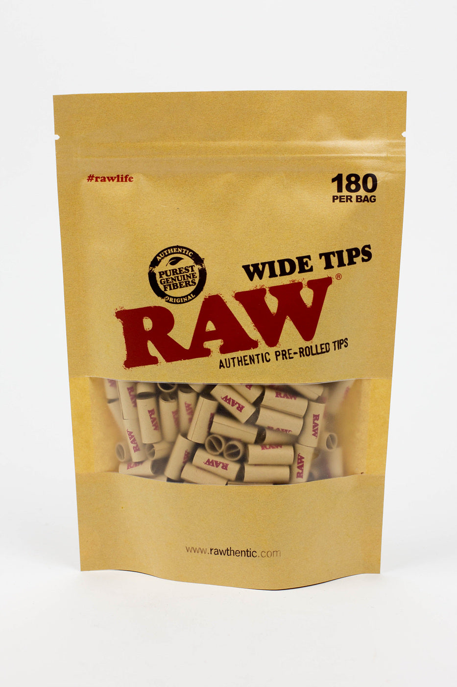 Raw Rolling paper pre-rolled WIDE filter tips Bag of 180