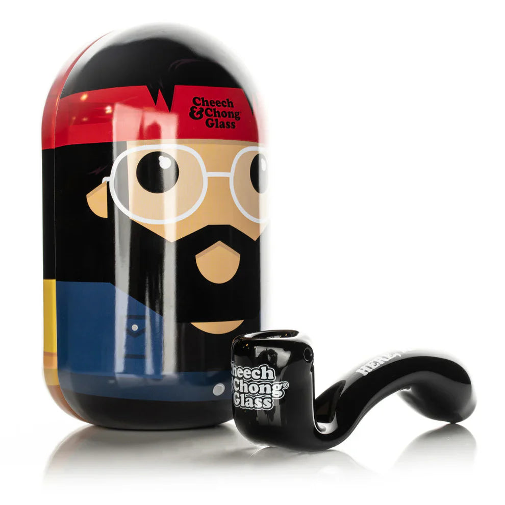 Cheech & Chong® Glass | 5.5" Dave's Not Here, Man Sherlock Hand Pipe in Collectible Tin [CC2042]