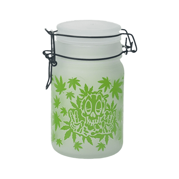 Green Leaf Glass Storage Jar-Multiple Sizes Available [SMKZ-144]
